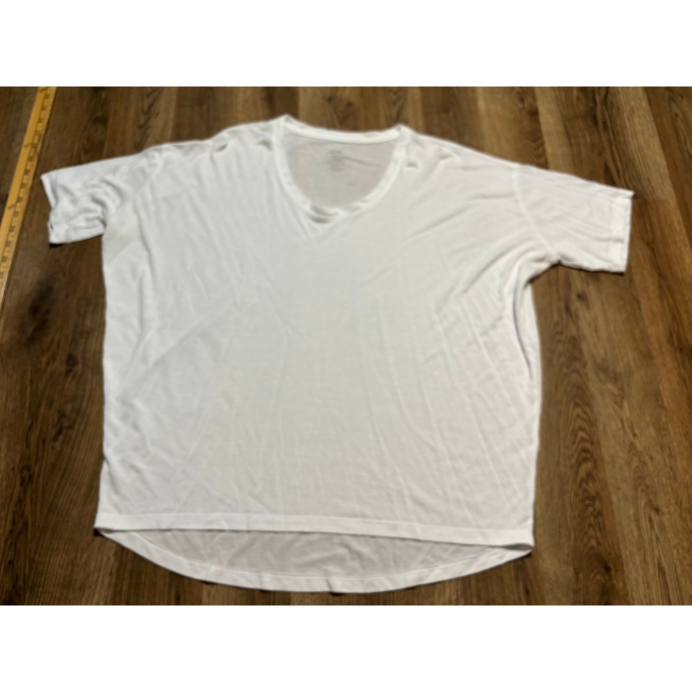 Lularoe Shirt Womens Size XL White Dolman Tee Modal Blend V-Neck Short Sleeve